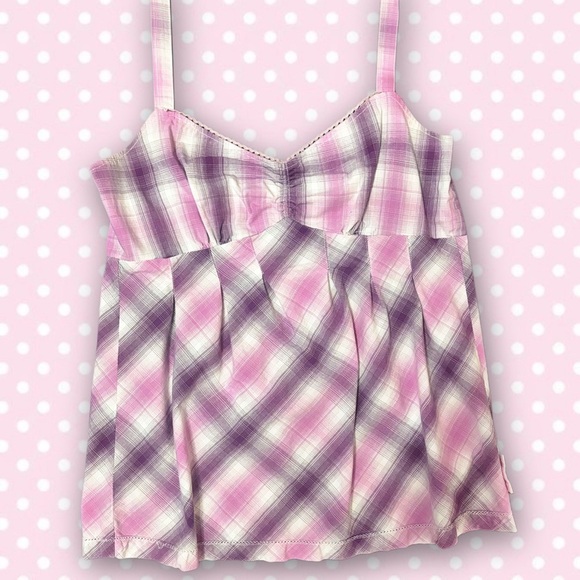 2000s plaid babydoll top 💜🪽 - Picture 1 of 3